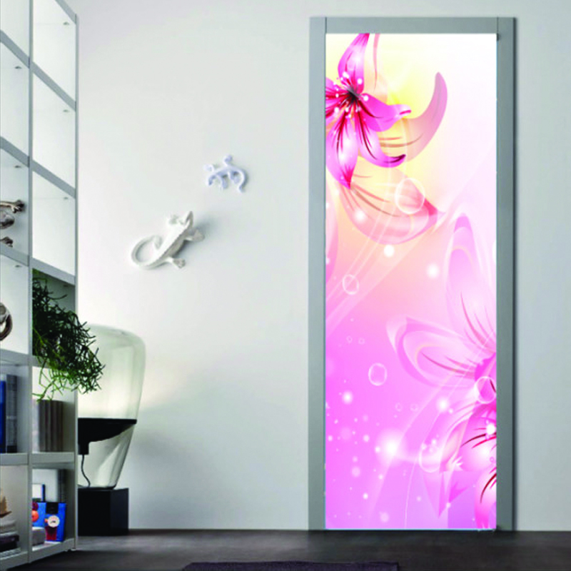Αυτοκόλλητο πόρτας με Φύση Μπουκέτο με ροζ λουλούδια